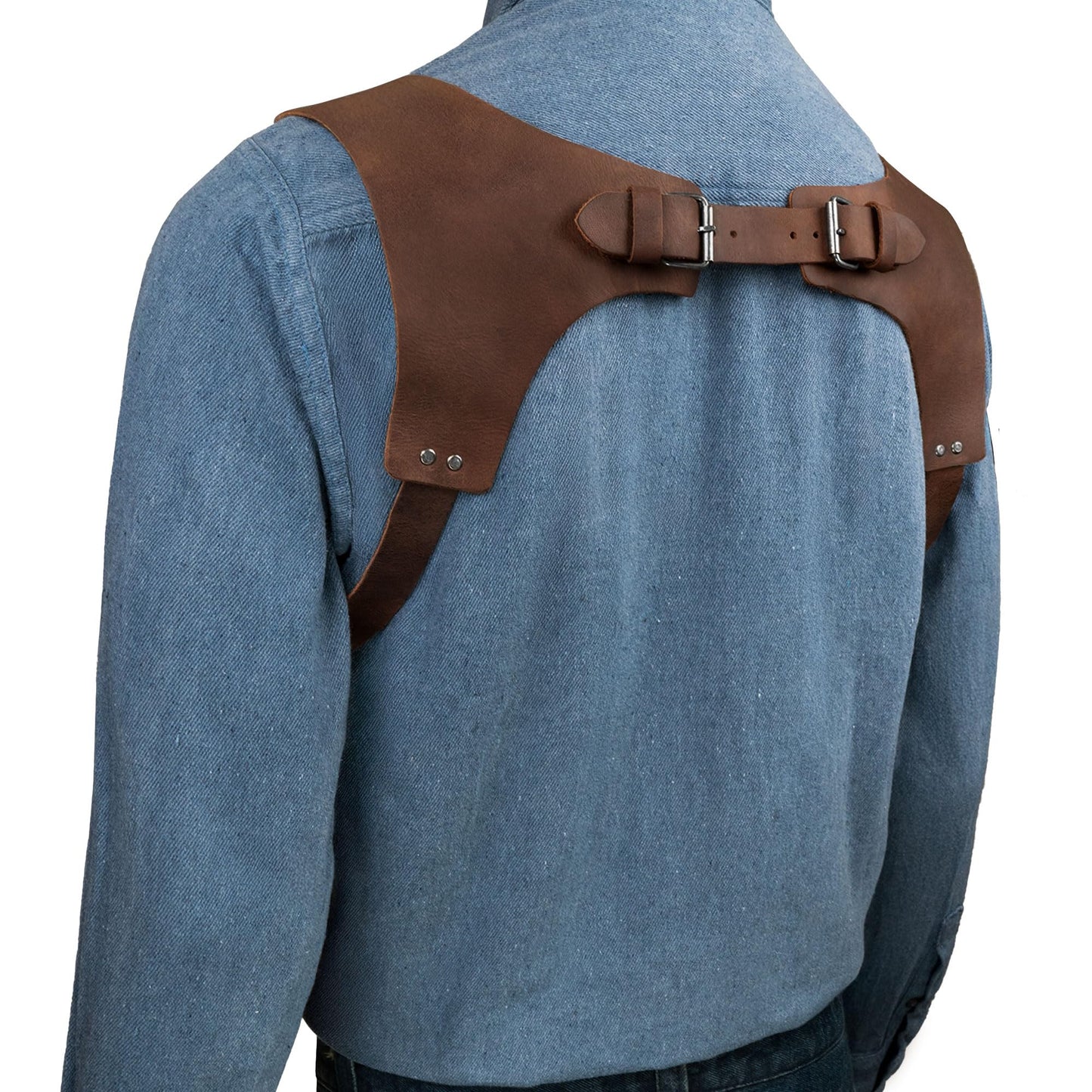 Hide & Drink Renaissance Suspenders for Men, Heavy Duty Mens Leather Suspenders, Western, Steampunk Style, Hipster, Ideal for Dress Pants Jeans Wedding Groomsmen, Brown Leather Back Support Harness
