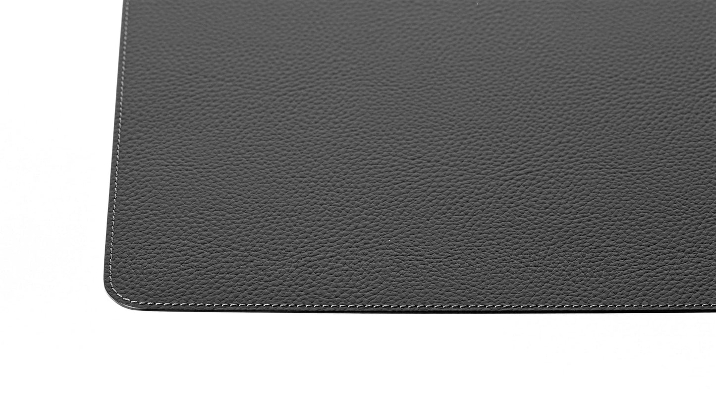 Nikalaz Set of Black Placemats and Coasters, 4 Table Mats and 4 Coasters, Recycled Leather, 18'' x 13''