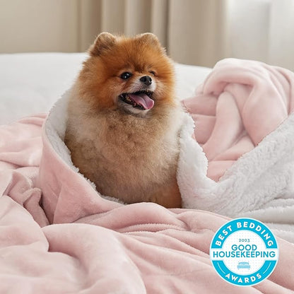 Bedsure GentleSoft Sherpa Fleece Throw Blanket for Couch - Thick and Warm Throw for Girls, Soft Fuzzy Plush Blanket for Winter, Pink, 50x60 Inches
