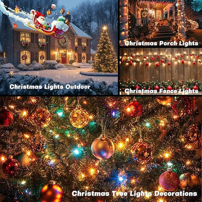 OZS 6 Pack 480LED Solar String Lights Outdoor, Waterproof 8 Modes Solar Tree Light, Green Wire Christmas Lights Outdoor for Garden, Party, Wedding, Christmas Decorations (Warm White)
