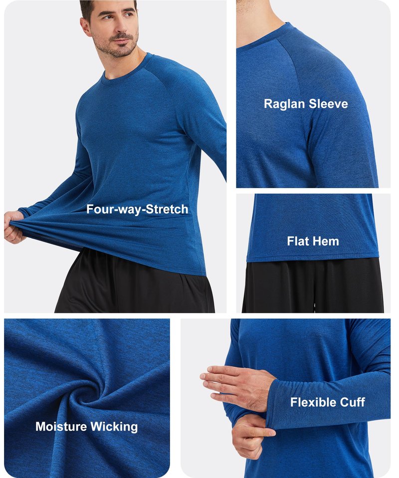 MLYENX 7 Pack Long Sleeve Shirts for Men UPF 50+ UV Sun Protection Quick Dry Moisture Wicking Workout Tee Shirts 3XL