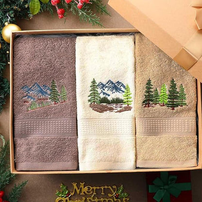 3 Pcs Mountain Hand Towels Farmhouse Decorative Bathroom Towels Set 13.3 x