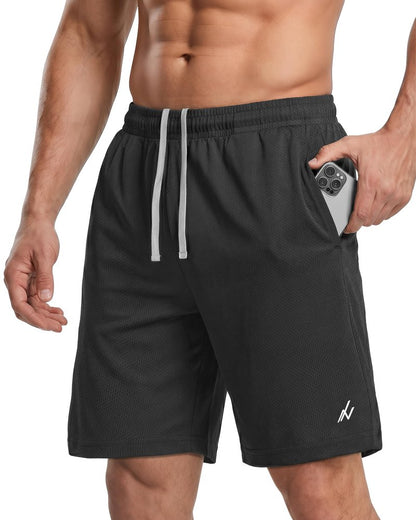 NY Threads Men's Athletic Shorts Quick Dry Loose-Fit Lightweight Running Workout Gym Shorts with Pockets, Small, Dark Grey