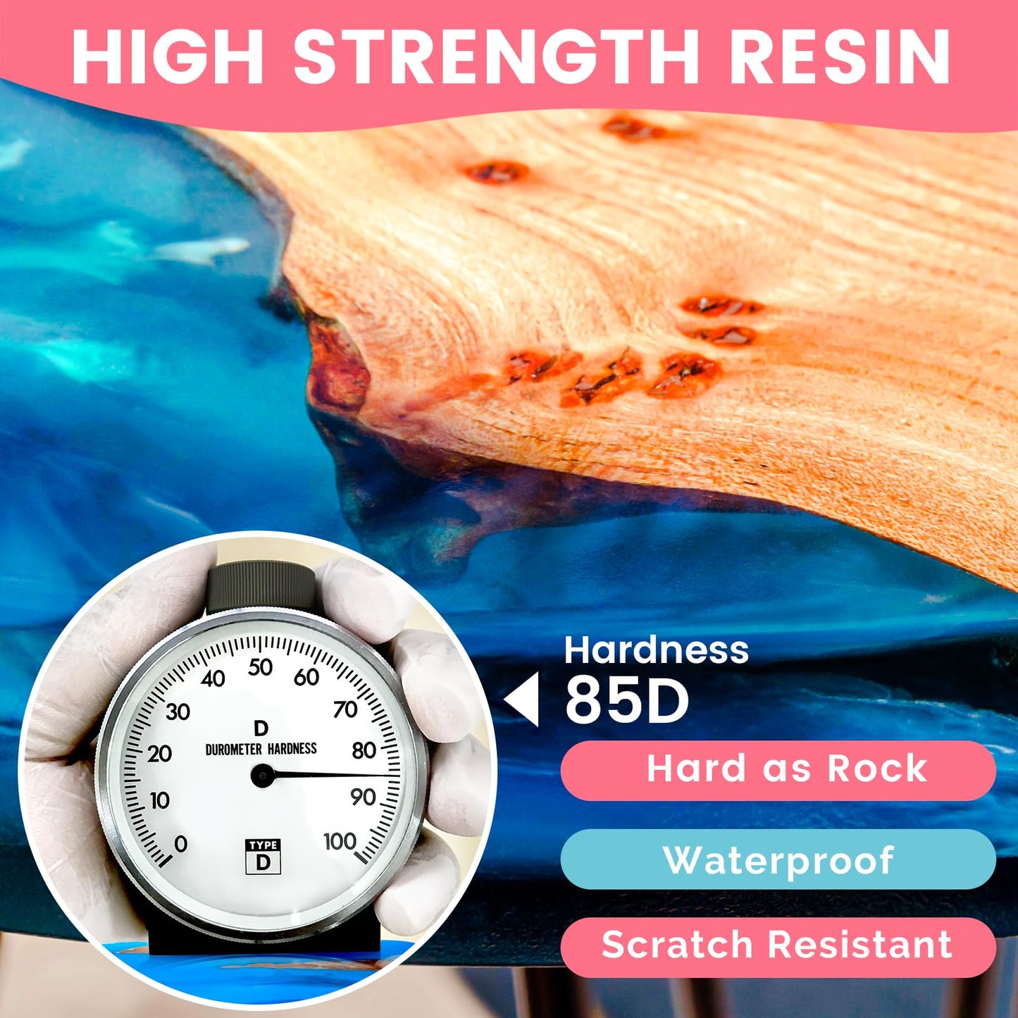 NASUBI Epoxy Resin Kit - 68OZ Crystal Clear Resin for Crafts, Mold, Wood, Jewelry Making, Art Casting Resin for Art, NO Bubble, 2 Part Clear Epoxy with Silicone Cups, Sticks, Pigment
