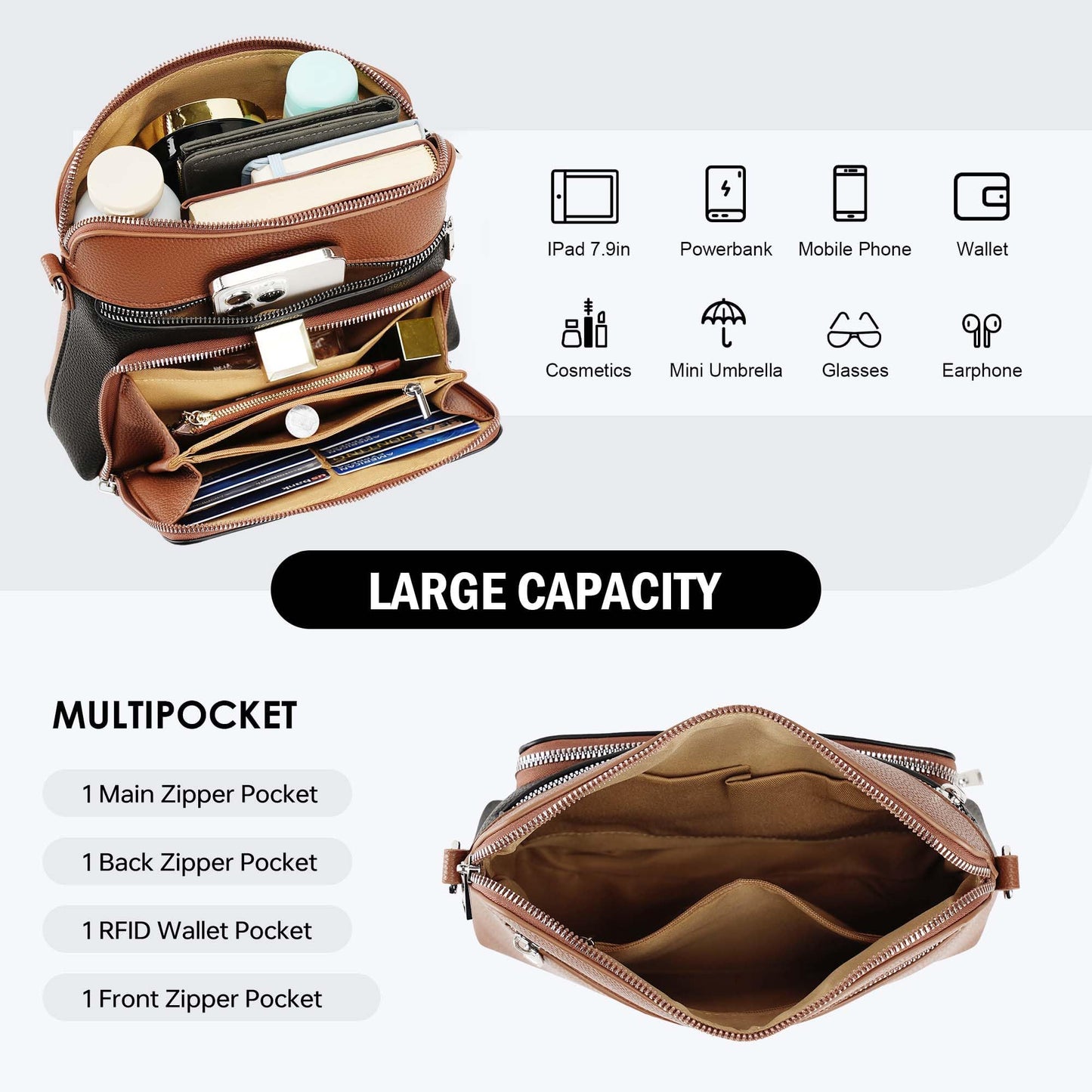 Goinsound Crossbody Purses for Women Small Crossbody Bags for Women with Built in RFID Wallet