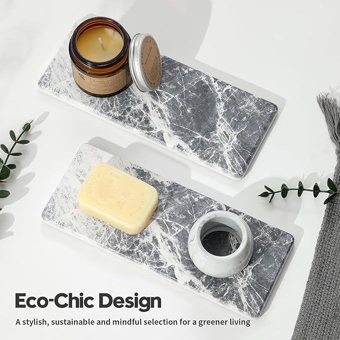 2PCS Bathroom Sink Vanity Trays, Water Absorbing Diatomite Stone Quick Drying