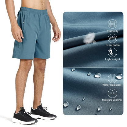NORTHYARD Men's Athletic Running Shorts Gym Workout 7"/9"/5" Quick Dry Lightweight Sports Basketball Tennis 3 Zipper Pockets Greyblue XL