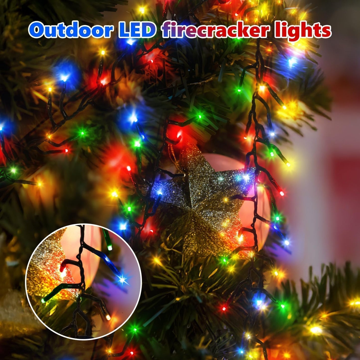 1200 LED 59FT Christmas Cluster Lights, Multicolor Christmas Tree Lights Outdoor, Firecrackers String Light with 12 Modes Timer Remote, Waterproof Plug in Twinkle Fairy Light for Xmas Tree Garland
