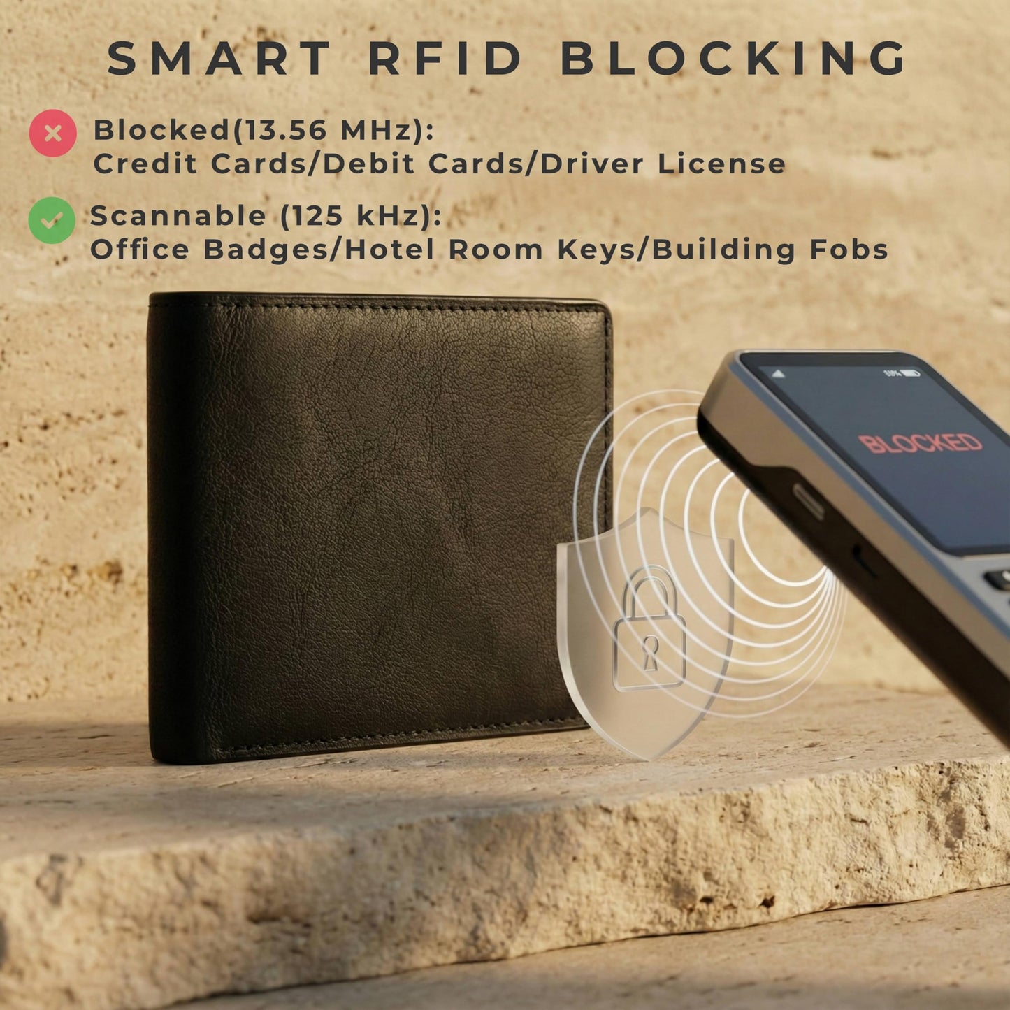 Kamhohk Billfold Wallet for Men: RFID Blocking Genuine Leather Slim Bifold, 12 Card Slots & 2 ID Windows with Gift Box, Black
