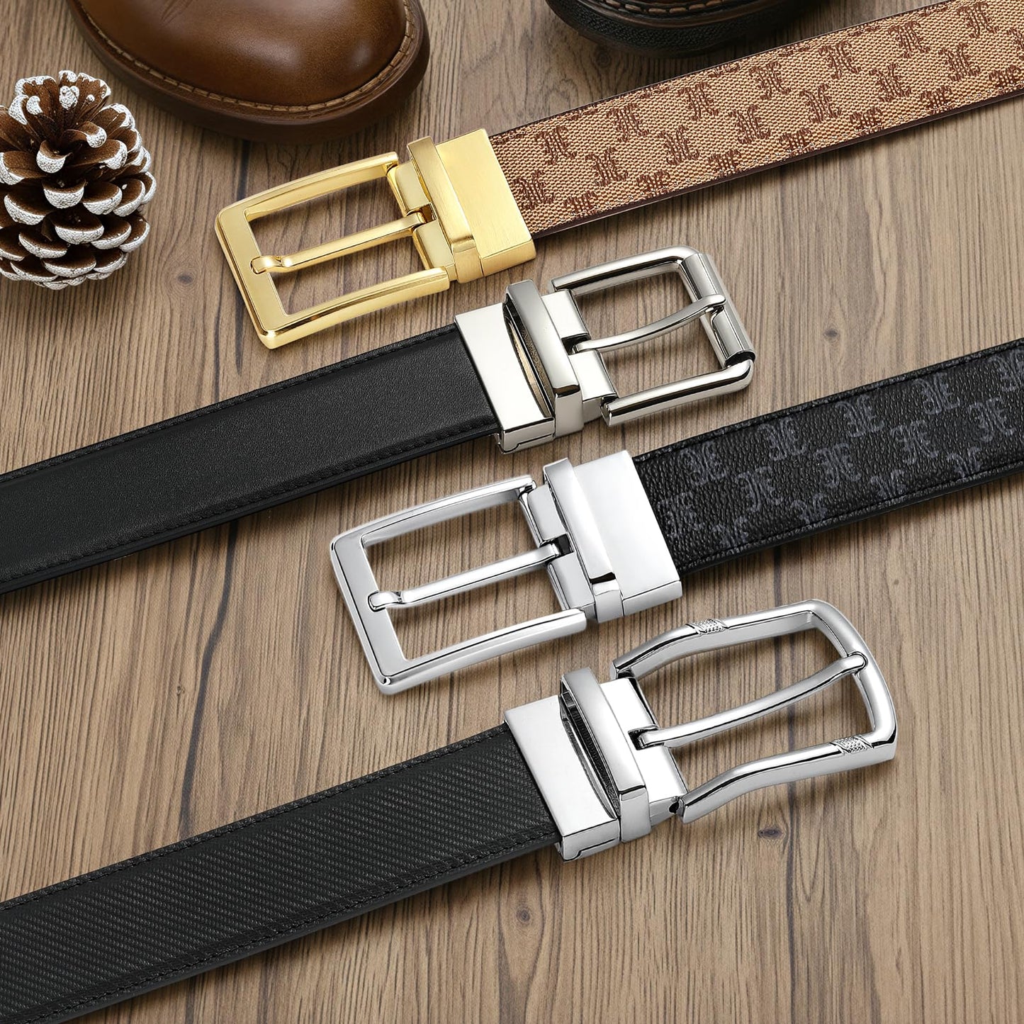 ITIEZY Reversible Belt for Men 1 Piece - 35mm Double Sided Mens Belt Leather for Dress and Casual, Customizable Fit for Elegant Style, Black/Brown