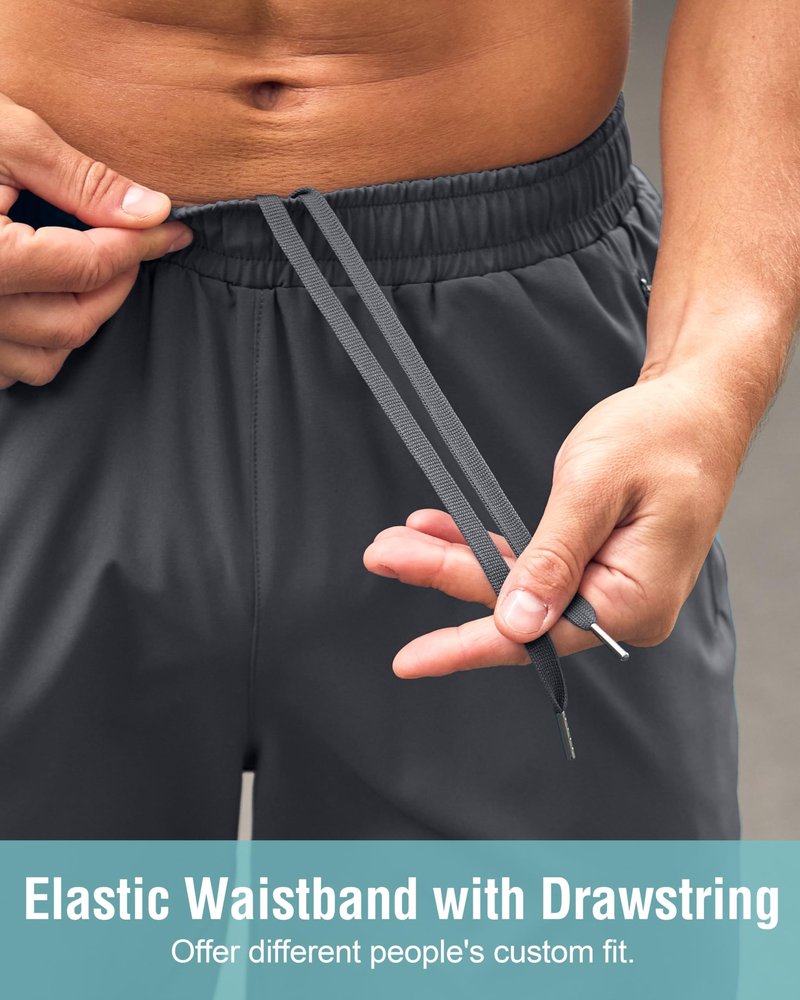 G Gradual Men's Athletic Running Shorts with Zipper Pockets Quick Dry 7"/ 5"/ 9" Workout Gym Shorts for Basketball Hiking(Dark Grey,7S)