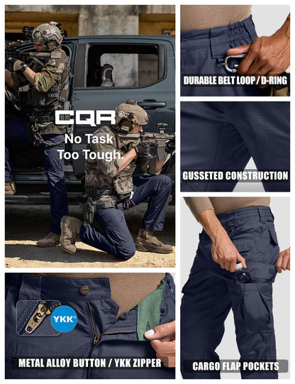 CQR Men's Tactical Pants, Water Resistant Ripstop Cargo Pants, Lightweight EDC Work Hiking Pants, Outdoor Apparel, Duratex Mag Pocket Police Navy, 38W x 34L