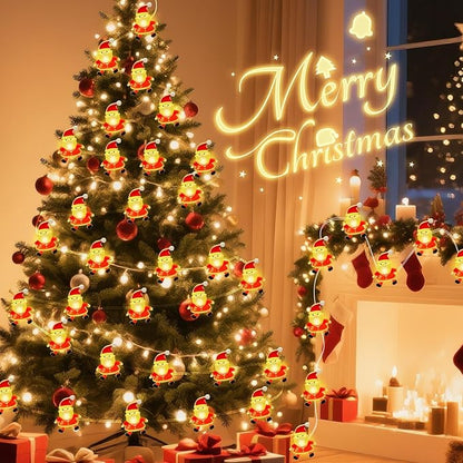 Aogist Christmas Santa String Lights, 16ft 50 LED Battery Powered Santa Claus Decoration Lights for Indoor Outdoot Party Festival Christmas Decorative