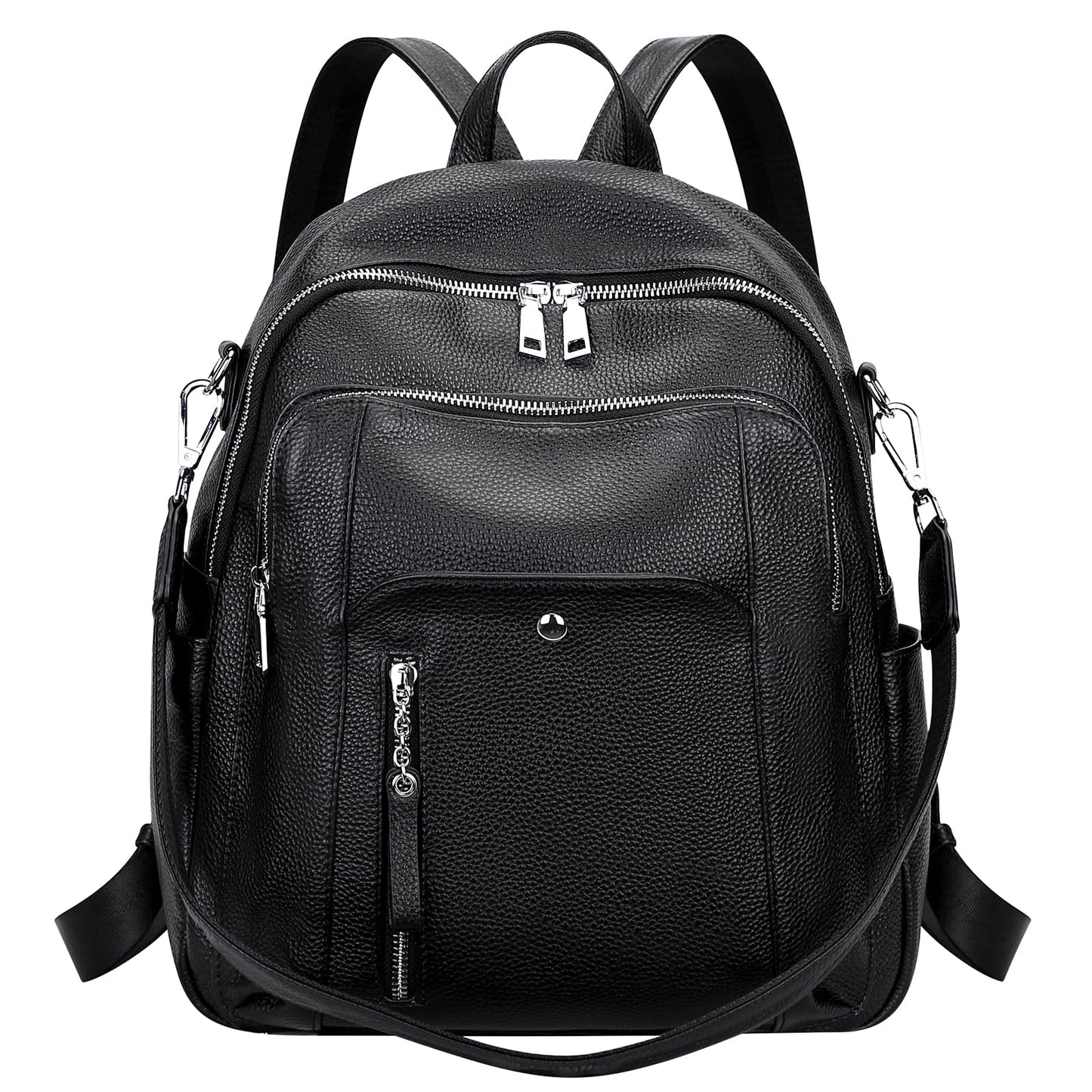 ALTOSY Fashion Genuine Leather Backpack Purse for Women Shoulder Bag Casual Daypack Medium(S9 Black New)