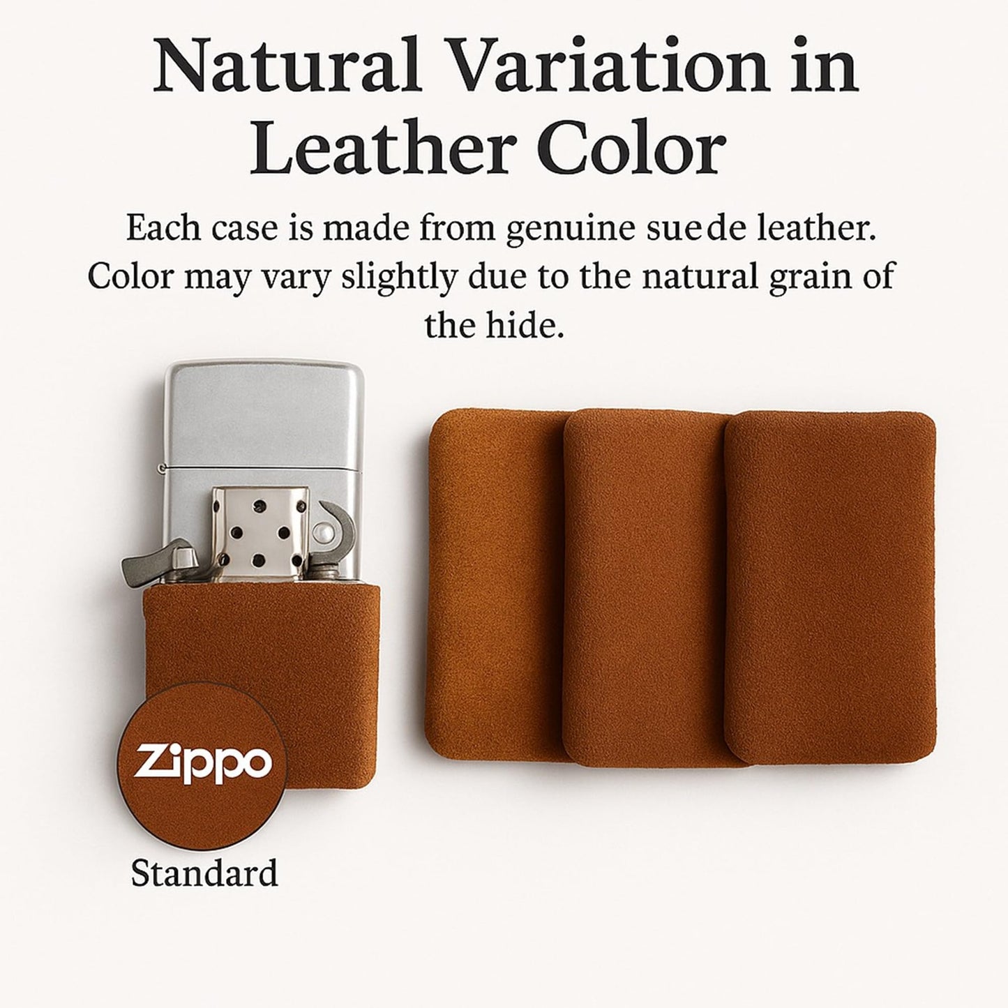Leather Lighter Case Compatible with Select Standard Size Zippo lighters - Protective Top Grain Leather Pouch Cover, Brown