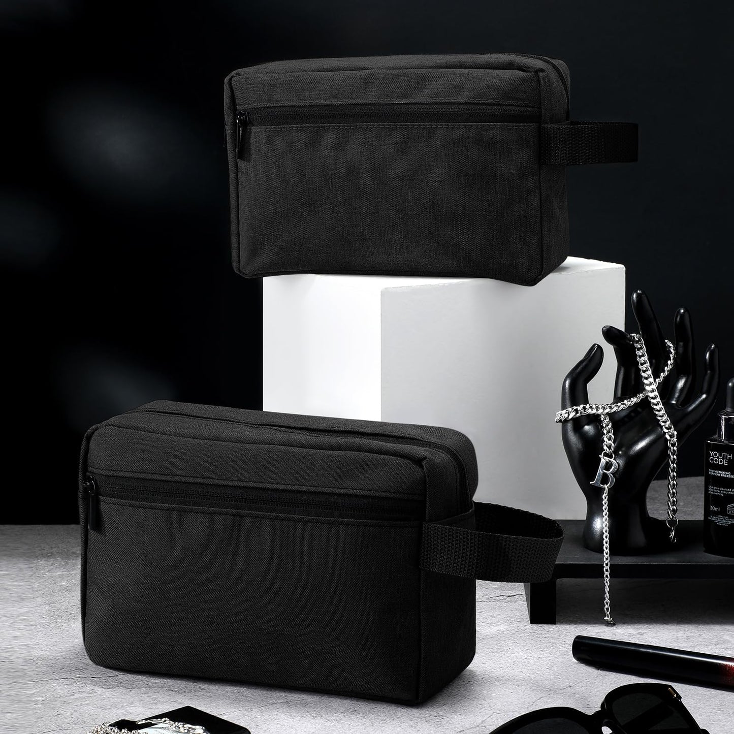 Paterr 32 Pcs Travel Toiletry Bag for Men Women Large Water Resistant Shaving Bag Hanging Cosmetic Bag Makeup Travel Pouch Foldable Toiletry Organizer with Divider Handle for Toiletries Accessories