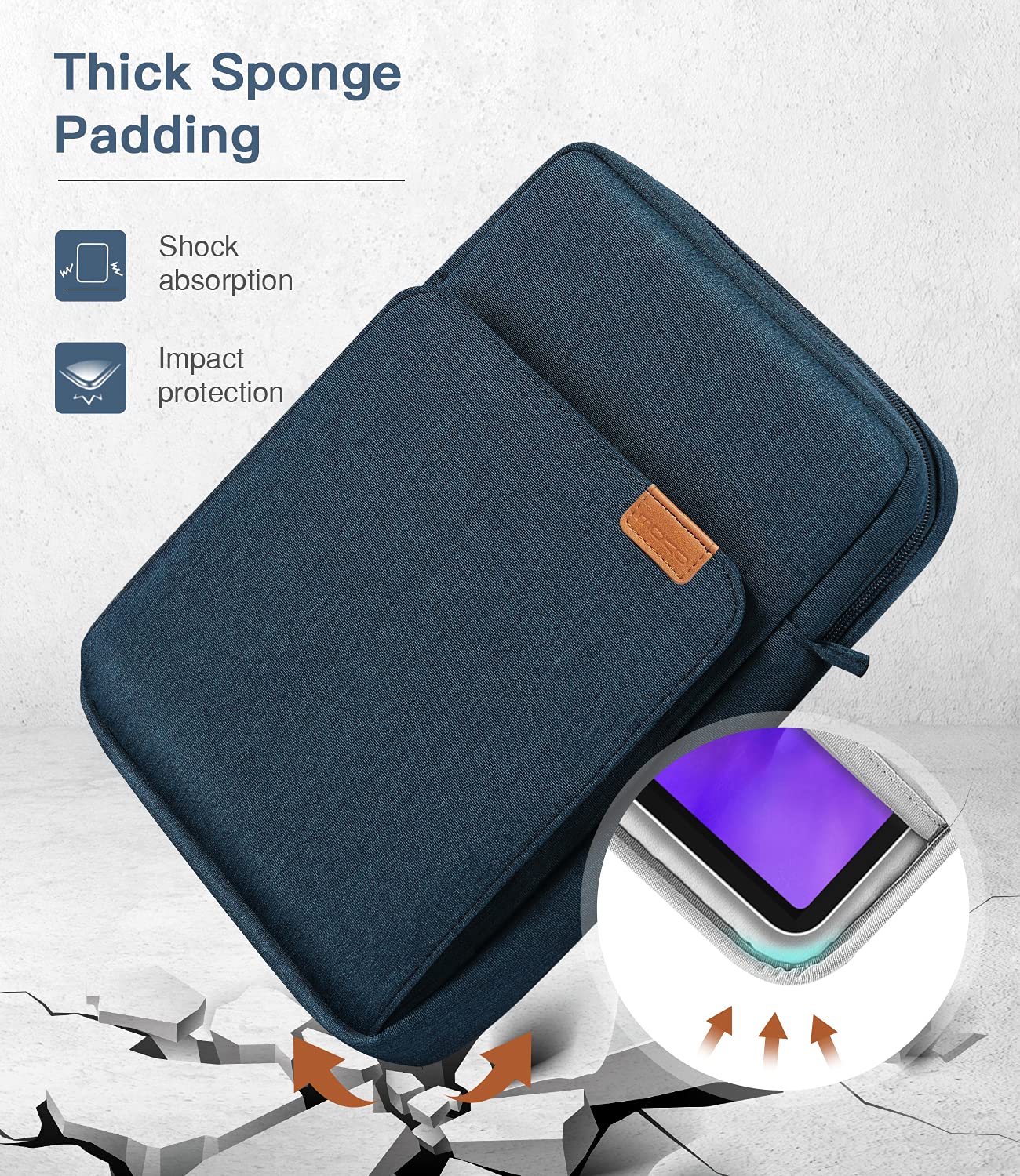 MoKo 9-11 Inch Tablet Sleeve Bag Handle Carrying Case with Shoulder Strap Fits iPad Pro/Air/A16 11 inch,iPad 10th 10.9,i-Pad 9/8/7th 10.2,iPadAir 5/4th 10.9,i-Pad 9.7,Tab S8/S9 11", Indigo
