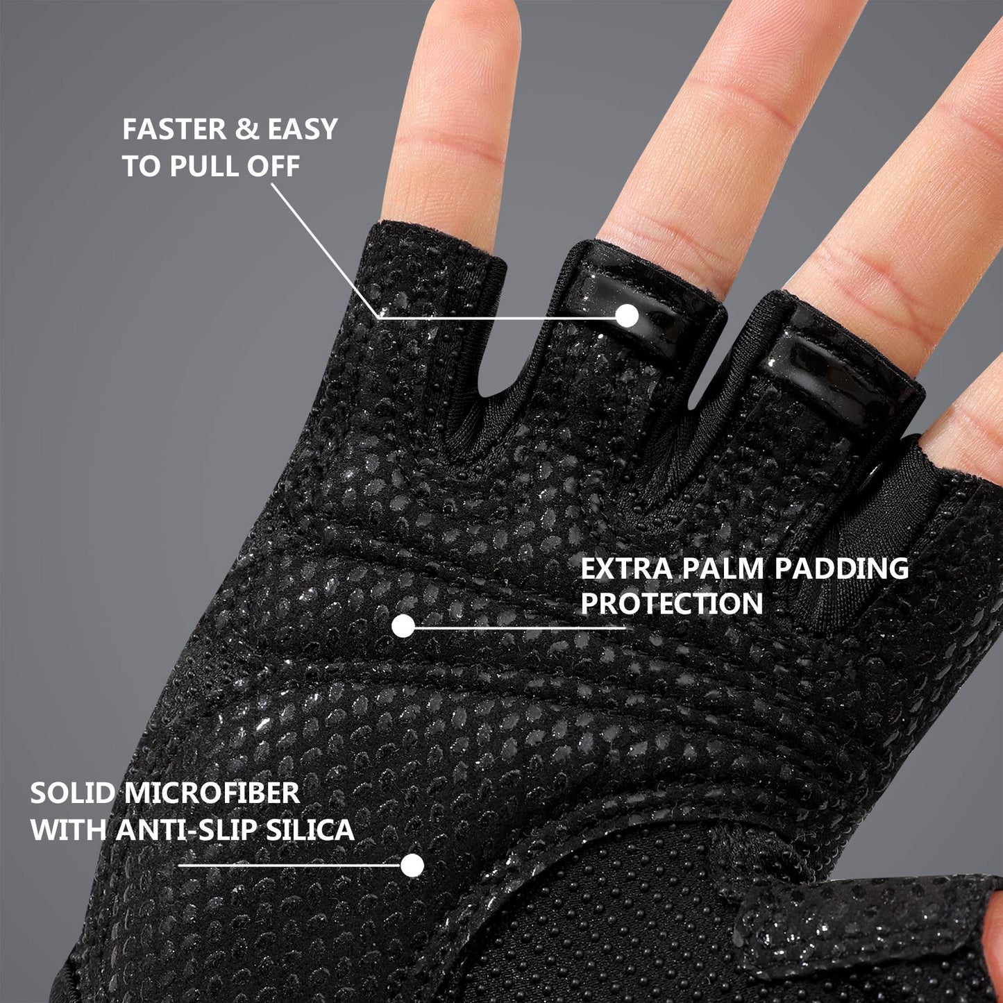 ZEROFIRE Workout Gloves for Women Men - Weight Lifting Gloves with Full Palm Protection & Extra Grip for Women Gym, Weightlifting, Weight Lift, Rowing, Exercise, Sport, Cycling.Black-Large