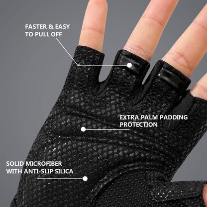 ZEROFIRE Workout Gloves for Women Men - Weight Lifting Gloves with Full Palm Protection & Extra Grip for Women Gym, Weightlifting, Weight Lift, Rowing, Exercise, Sport, Cycling.Black-Large