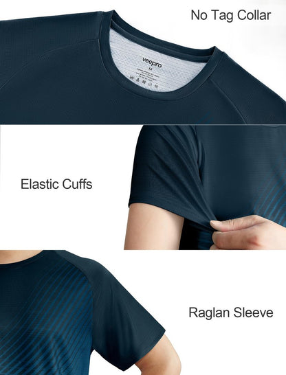 Men's Athletic Running T-Shirts Quick Dry Gym Workout Shirts Moisture Wicking Short-Sleeve Lightweight Sports Tee Tops Performance Activewear Gradient Green M