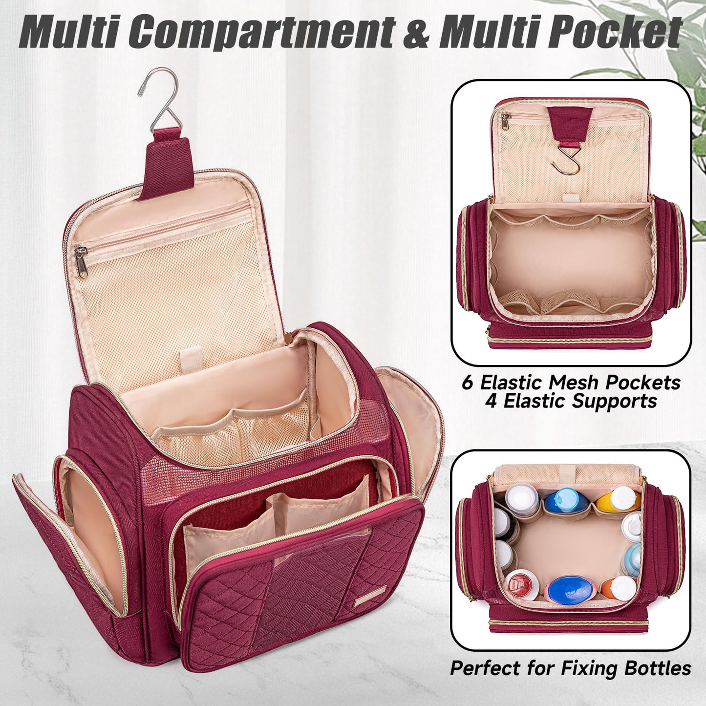 Tealari Large Toiletry Bag for Women Men,Bathroom Bag,Water Resistant Shower Bag,Makeup Bag,Portable Shower Caddy for College Dorm,Hanging Travel Toiletry Bag with Transparent Waterproof Phone Pocket