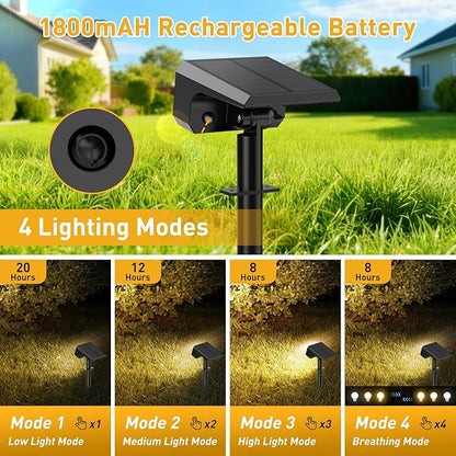 Solar Spot Lights Outdoor Waterproof IP65, [12 Pack/100 LED/4 Modes] Solar Landscape Spotlights, Auto On/Off Solar Powered Flood Lights for Outside Yard Garden Pathway(Warm White)