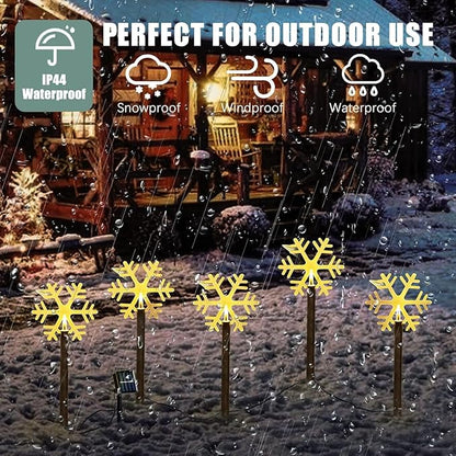 Christmas Solar Pathway Lights, Solar Snowflake Lights with Stake Landscape Outdoor Waterproof Christmas Decorations for Garden Yard Lawn Patio Walkway, 10 Pack