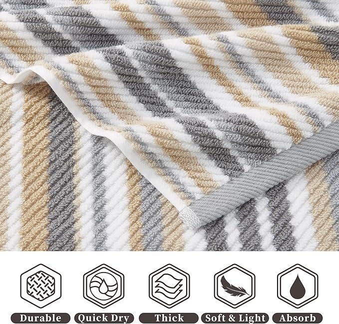 VOOVA & MOVAS Cotton Washcloths Set of 6, Soft Wash Cloths Set