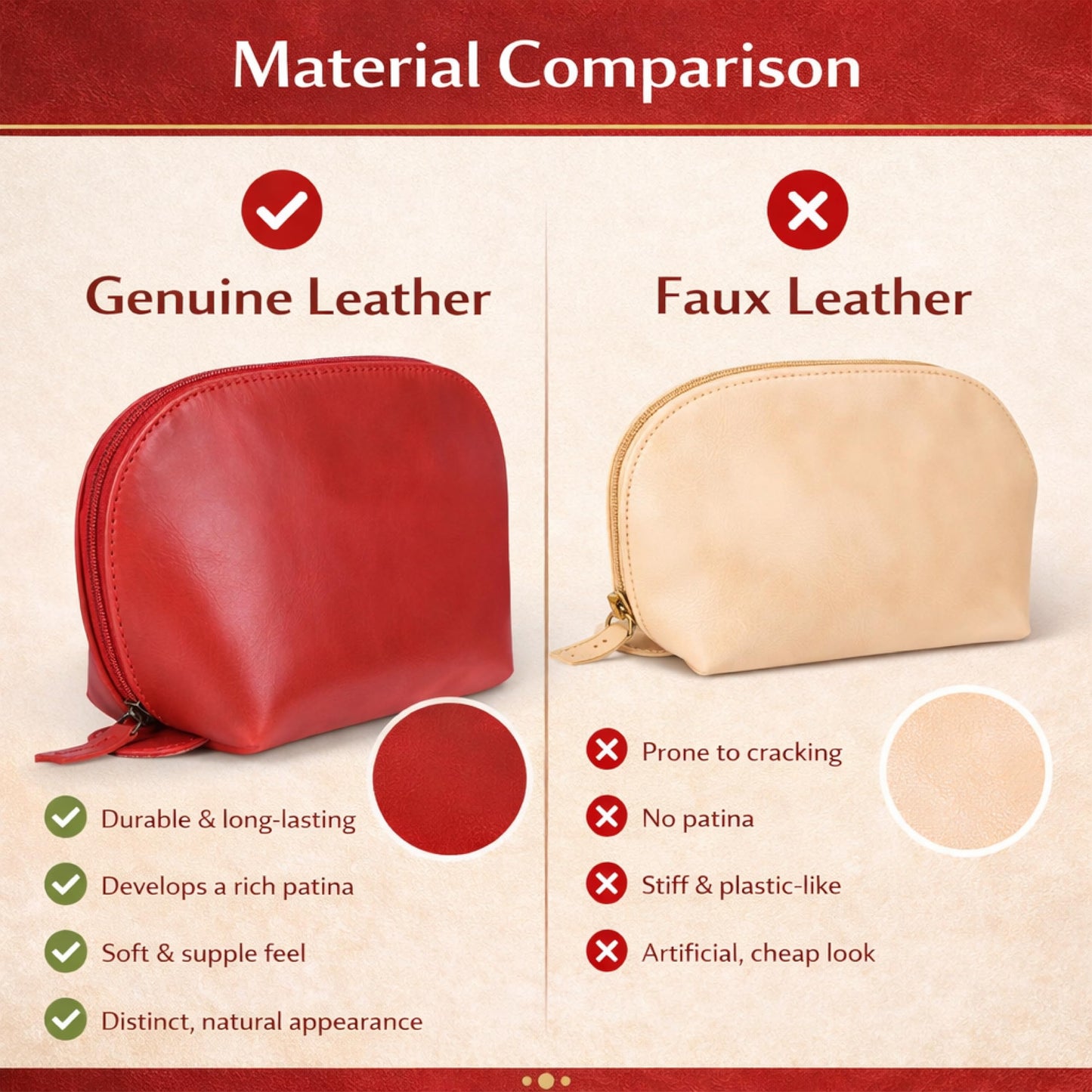 TheAntiq Genuine Leather Toiletry Bag for Men & Women, Leather Makeup Bag, Travel Dopp Kit Organizer with YKK Zipper, Handmade Cosmetics Case for Toiletries & Makeup (9 x 6 x 4 Inch)
