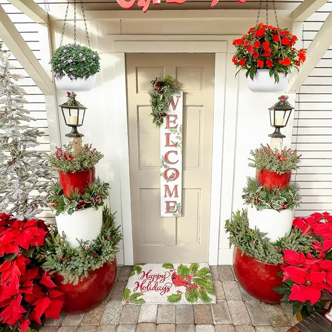 Set of 2 9 Inch White Self Watering Hanging Planters for Indoor Outdoor Plants, Thickened Hanging Flower Pots with Drainage Hole & Plug and 20" Chain Hanger