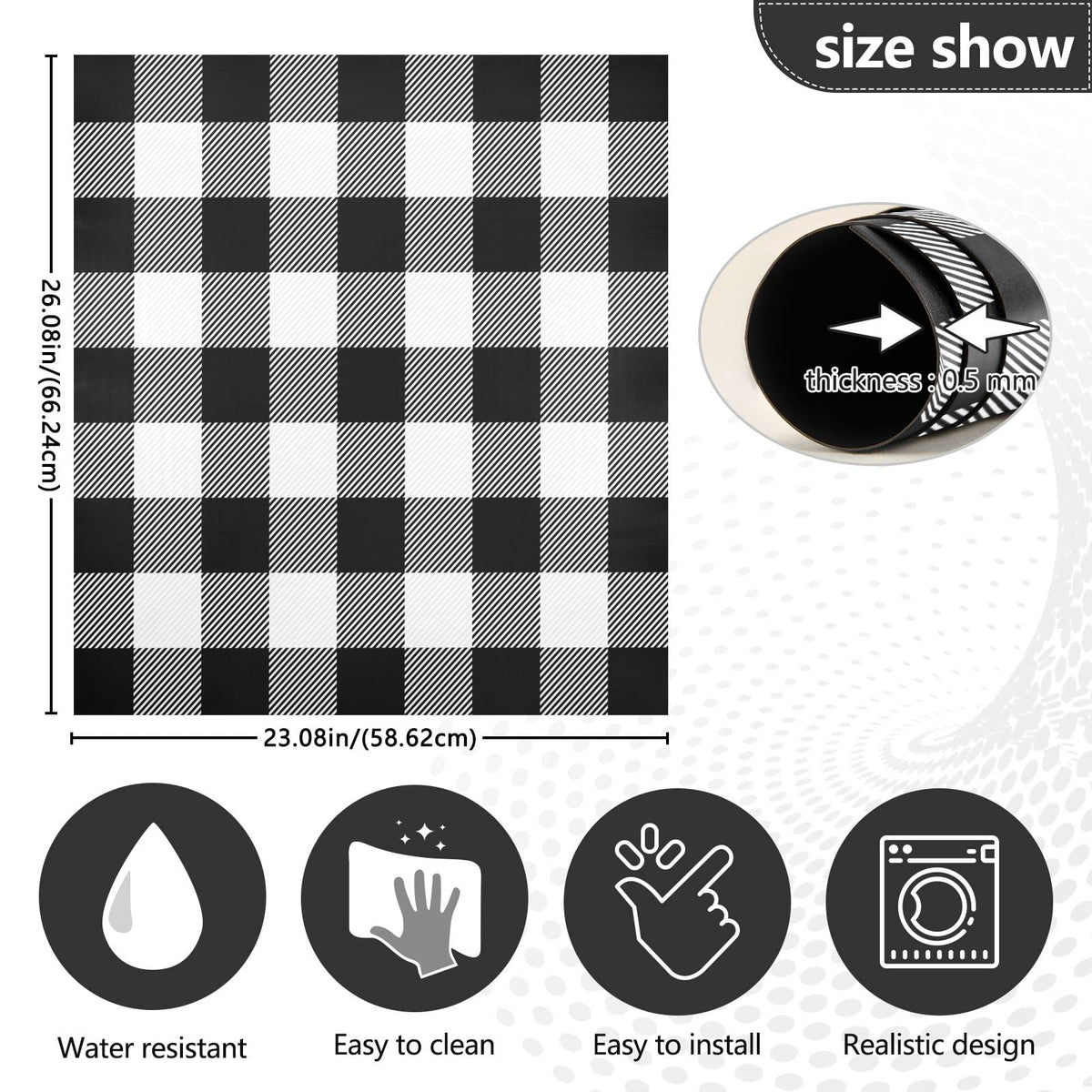 Black White Buffalo Plaid Dishwasher Stickers Magnetic Rustic Classic Buffalo Check Kitchen Fridge Magnet Cover Decals Home Decorations Vinyl Sticker Reusable 23W x 26H inches