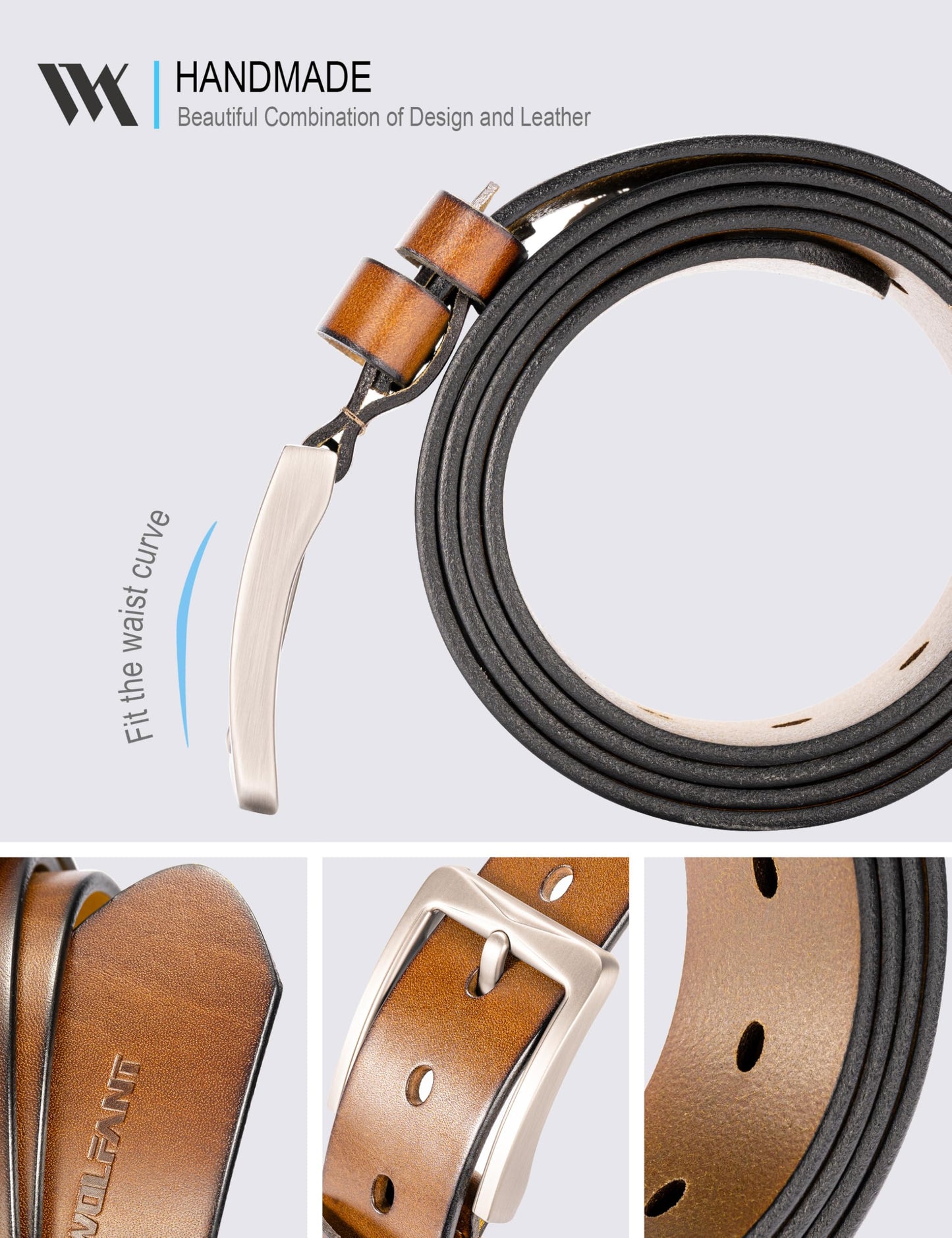 WOLFANT 1.5" Full Grain Leather Belt for Men in Gift Box,100% Italian Real Solid Leather