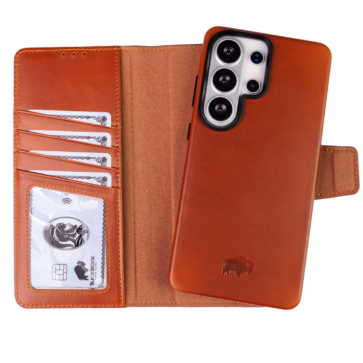 BLACKBROOK for Samsung S26 Ultra Wallet Case, Full Grain Leather, Carter Detachable 2-in-1 Set, Designed for MagSafe and Wireless Charging, RFID 4 Card Slots, Premium Gift Box
