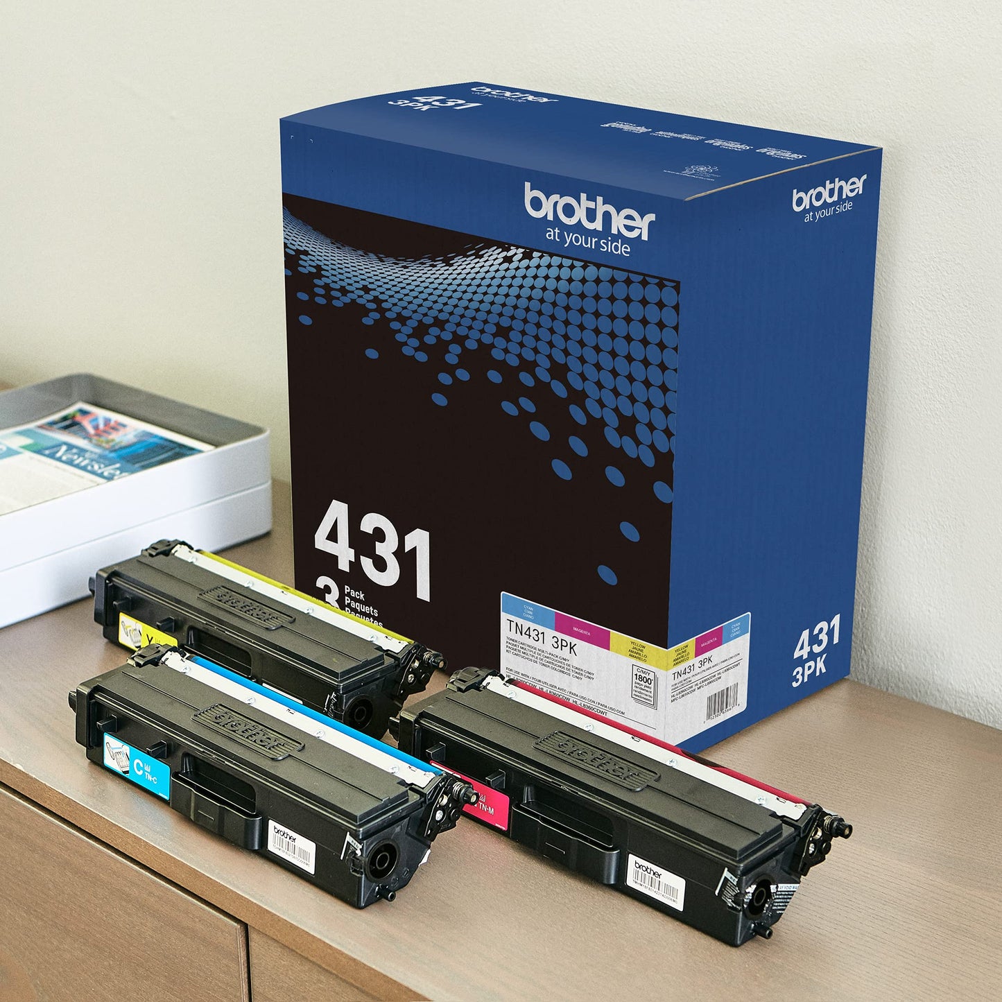 Brother TN-431 3PK, Cyan, Magenta, Yellow, Standard Yield, Model: TN4313PK