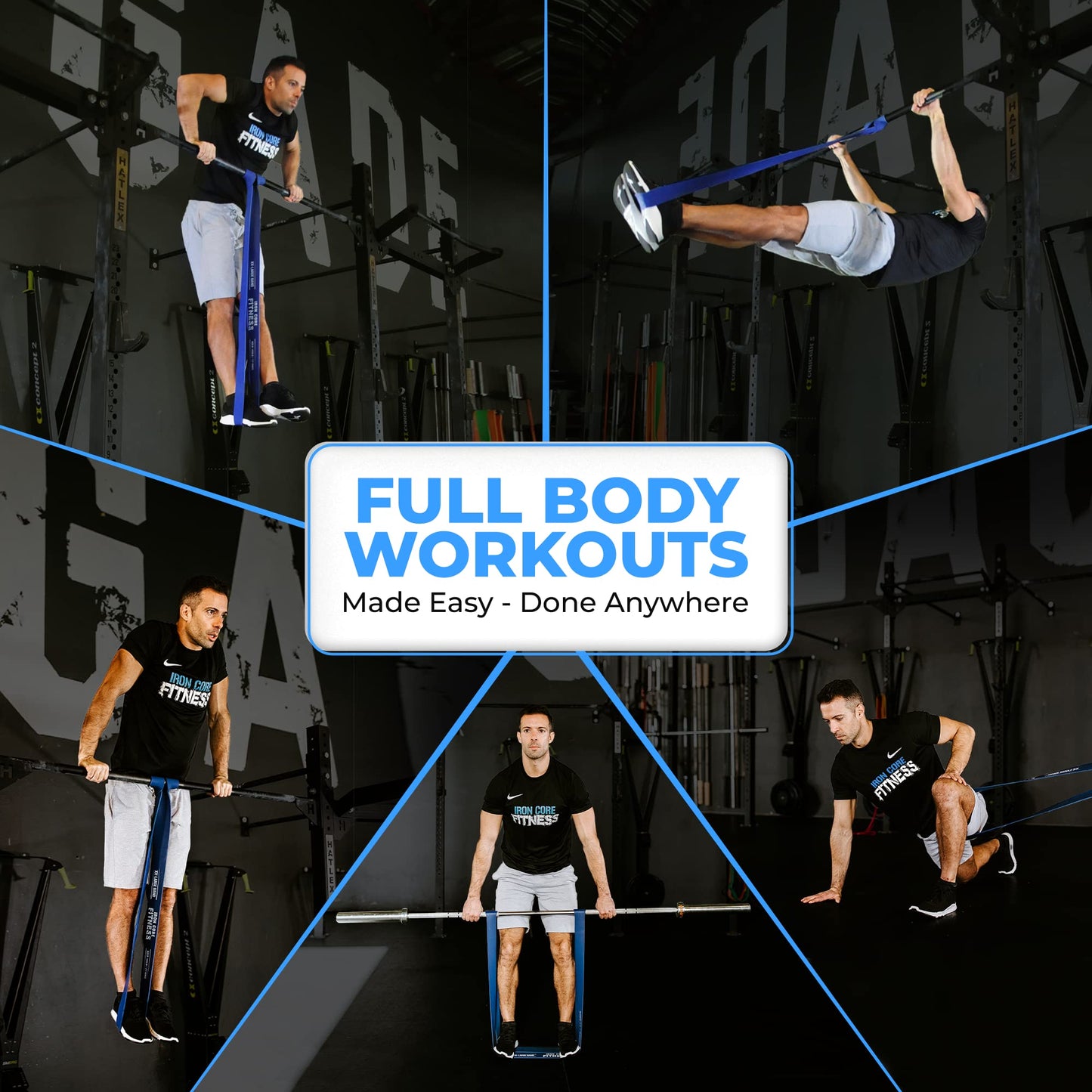 Pull Up Assistance Resistance Bands - Long Loop Power Bands for Men and Women - Strength Power Flexibility Training at Home & Gym - Ebooks & Workout Chart Included by Iron Core Fitness