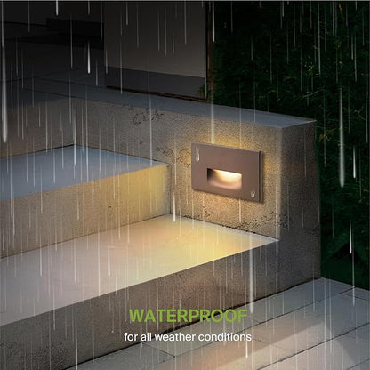 ASD LED Recessed Step Light Fixture, Outdoor & Indoor Stair Tread Lighting | 3CCT, Dimmable, Waterproof, ETL Listed | 3W 120LM 3000K-5000K 120V | Staircase Hardwired Illumination | Dark Bronze