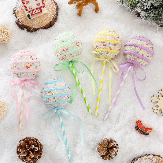 Sosation 10 Pcs Large Candy Christmas Tree Ornaments 2025 Lollipops Ornaments 10.6 Inch Pastel Christmas Tree Decoration Pastel Color Dessert Decoration Hanging Crafts for Home Xmas Party Decor