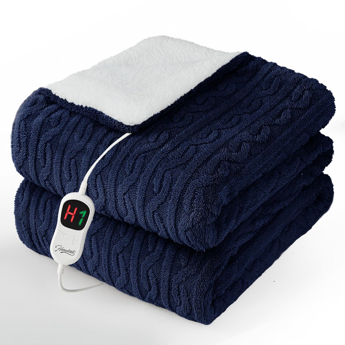 Homemate Electric Heated Blanket Twin - 62"x84" Heating Bed Blankets Throw with 10 Heating Levels 8 Hours Auto Off Fast Heating Over-Heated Protection Ultra Soft Warm Flannel ETL Certified Grey