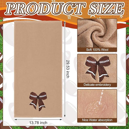 3 Pcs Football Hand Towels for Bathroom Bow Embroidered Bathroom Towels