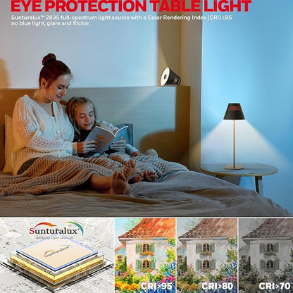Honeywell 2Pack Cordless Table Lamp Rechargeable - M1 Sunturalux Portable LED Desk Lamp 5200mAh Battery Operated 4Color 9RGB Dimmable Bedside Lamps for Home Living Bedroom Restaurant Night Light