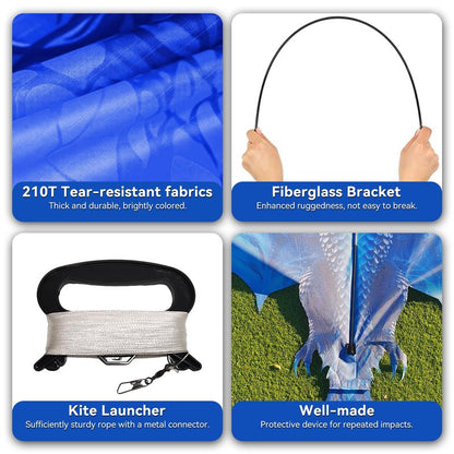 FejoHify Large Dragon Kite for Kids and Adults, Easy to Fly with 300ft String, Perfect for Beach, Park, Outdoor Activities, Gift for Boys Girls (Ice)