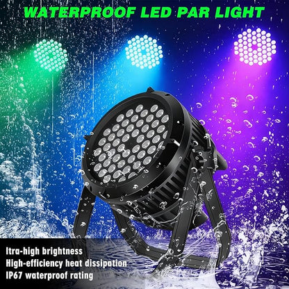 Led Stage Lights, 54x3w RGBW Waterproof Led Par Light, IP67 DMX Outdoor LED Uplight