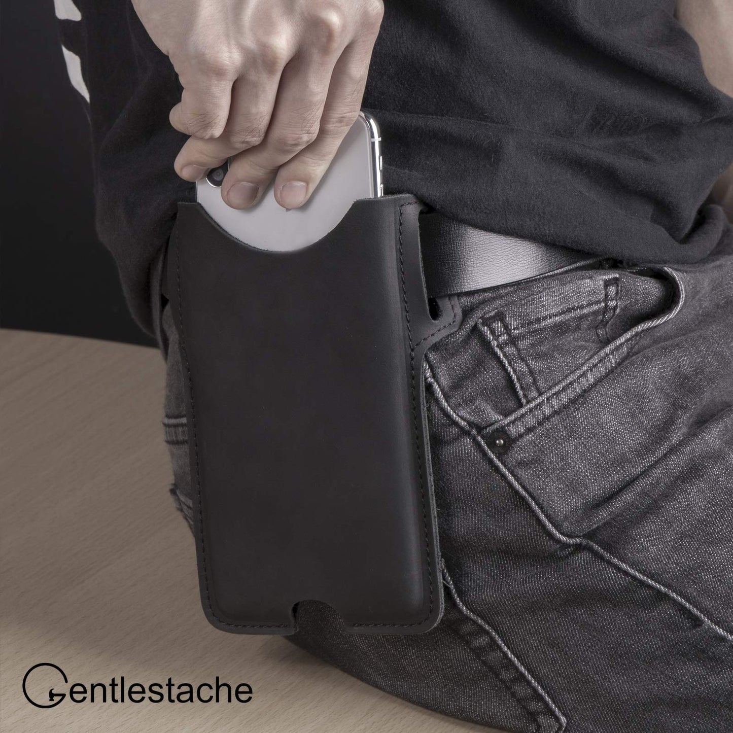 Gentlestache Leather Phone Holster, Cell Phone Case, Belt Loop Leather Pouch Sheath for Phone14 Pro Max/13 Pro Max, Galaxy S22 Ultra/S22+