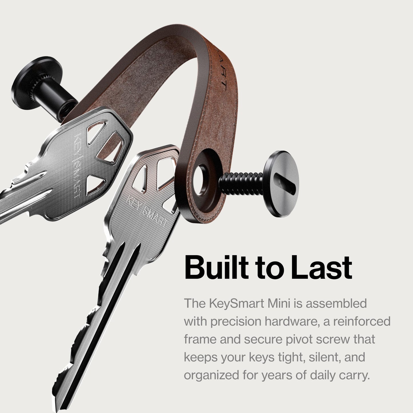 KeySmart Mini - Keychain Key Holder - Compact Key Organizer for Key Chain, Clutter-Free Minimalist Compact EDC Key Chains, Key Ring for Car Fobs Keychains - Leather