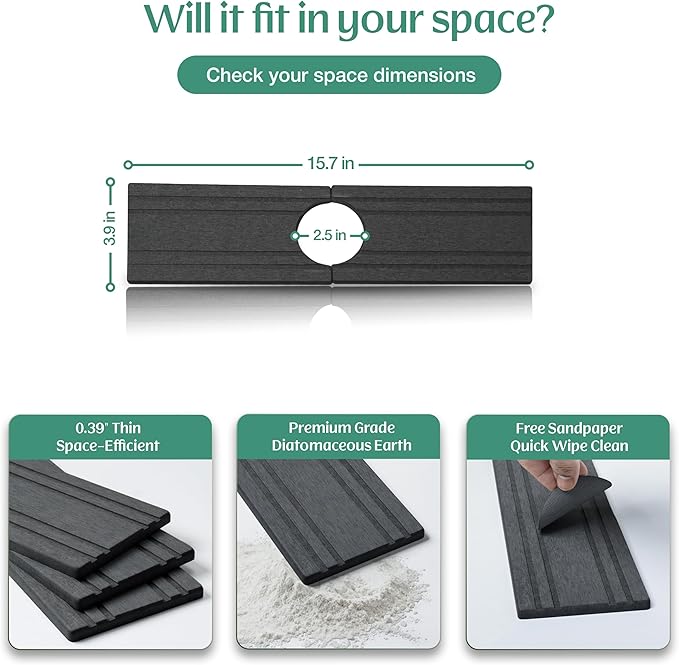 Stone Faucet Mat for Kitchen Sink Splash Guard 15.7" x 3.9"