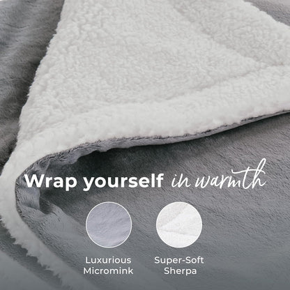 Pure Enrichment WeightedWarmth - 2-in-1 Heated Weighted Blanket, 13 lbs (50” x 60”) Large, 4 Relaxing InstaHeat™ Settings, Cozy and Soft Micromink and Sherpa, Reversible Throw with Storage Bag