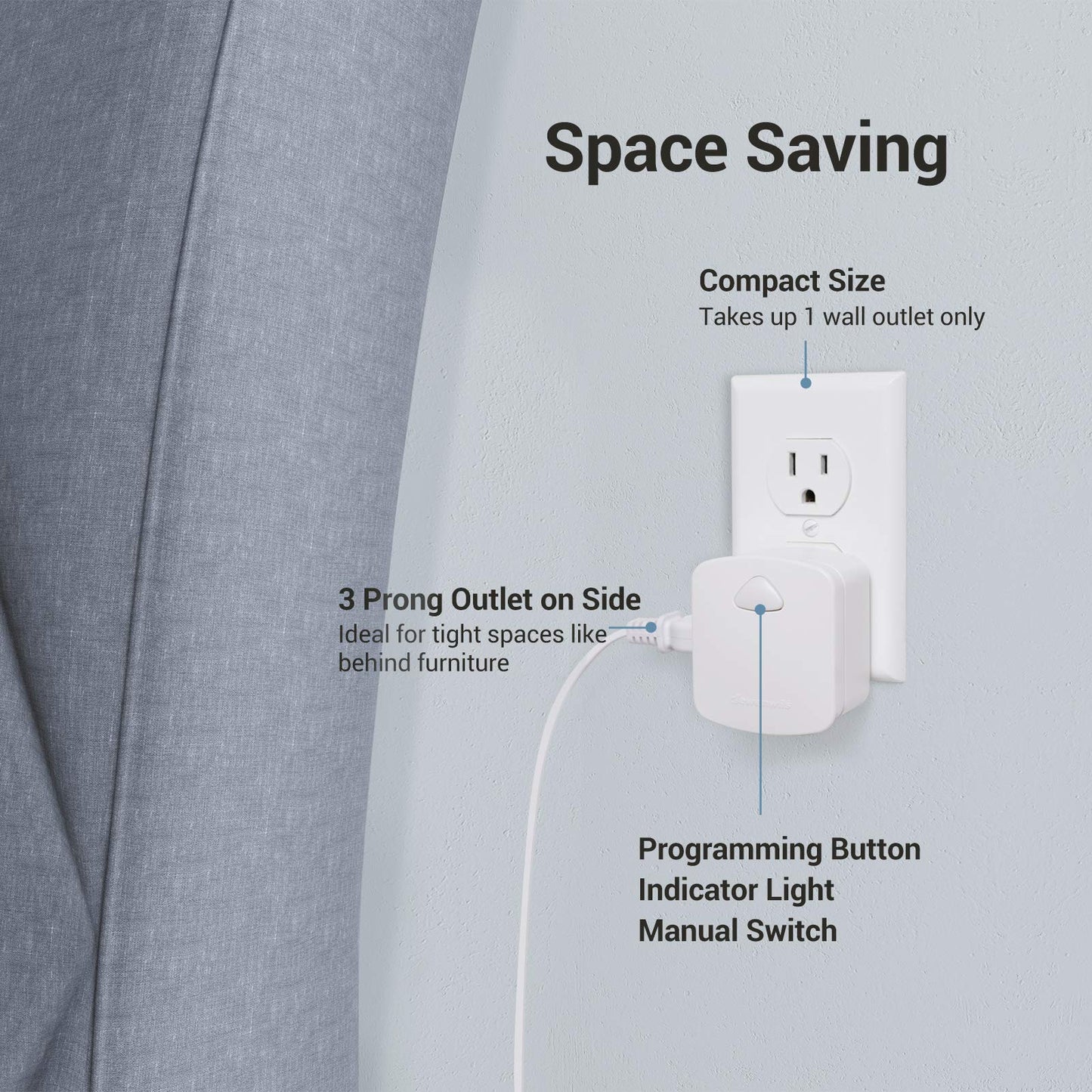 DEWENWILS Wireless Remote Wall Switch and Outlet, No Wiring Remote Control Outlet Light Switch, Expandable, 15A/1875W, 100ft RF Range, Compact Side Plug, ETL Listed (1 Outlet and 2 Remotes)