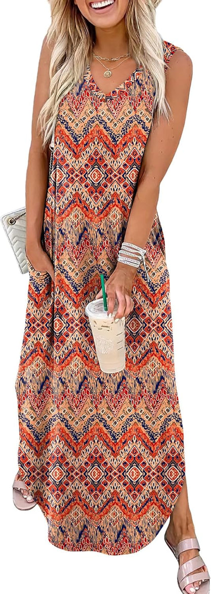 Sampeel Summer Dresses Maxi Dress Vacation Beach Sundresses 2025 with Pockets
