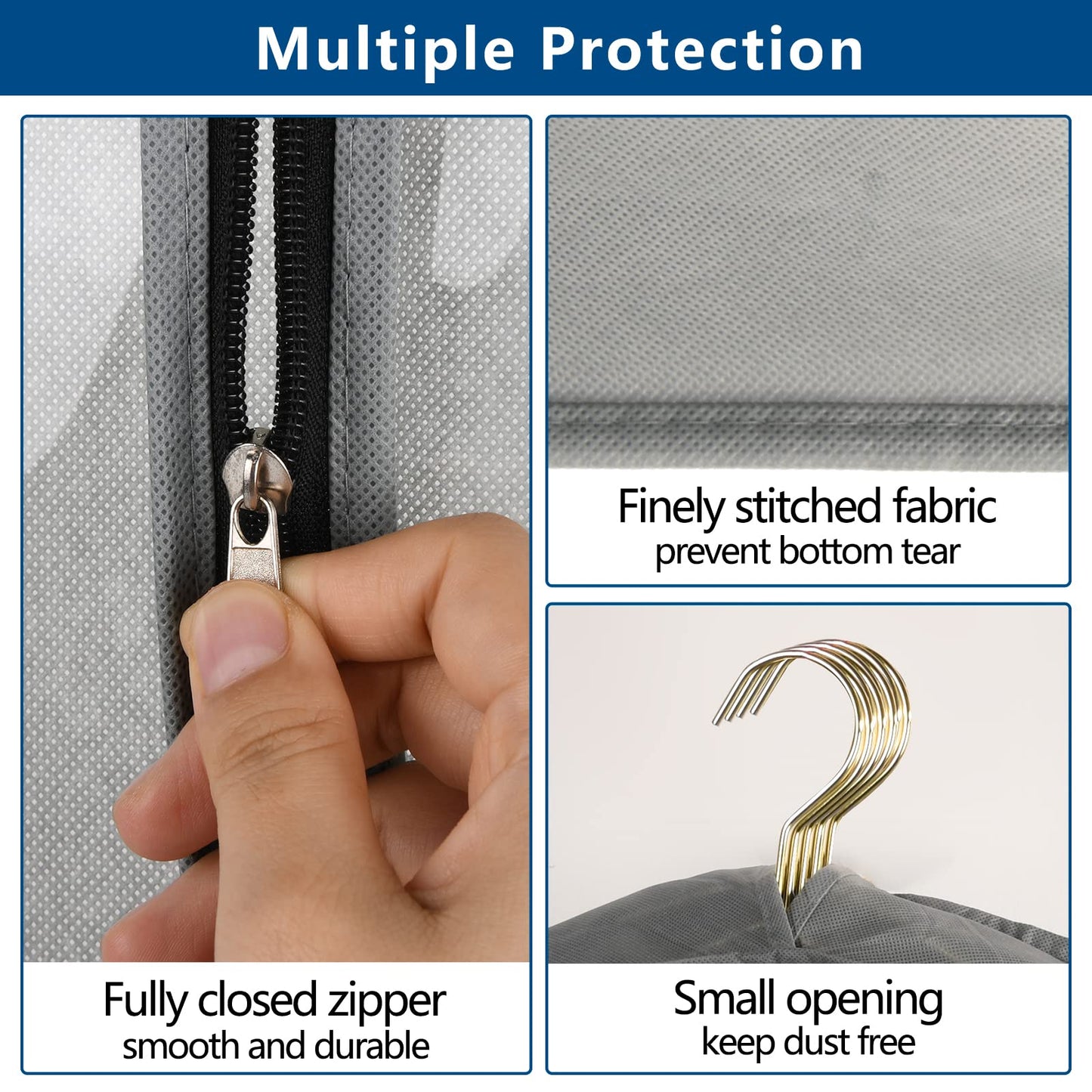 Belinlen 5 Pack 40" Garment Bags for Hanging Clothes Storage, Clear Suit Garment Bags with 4" Gussets for Closet Storage Travel, Plastic Protector for Coat, Jacket, Sweater, Shirts