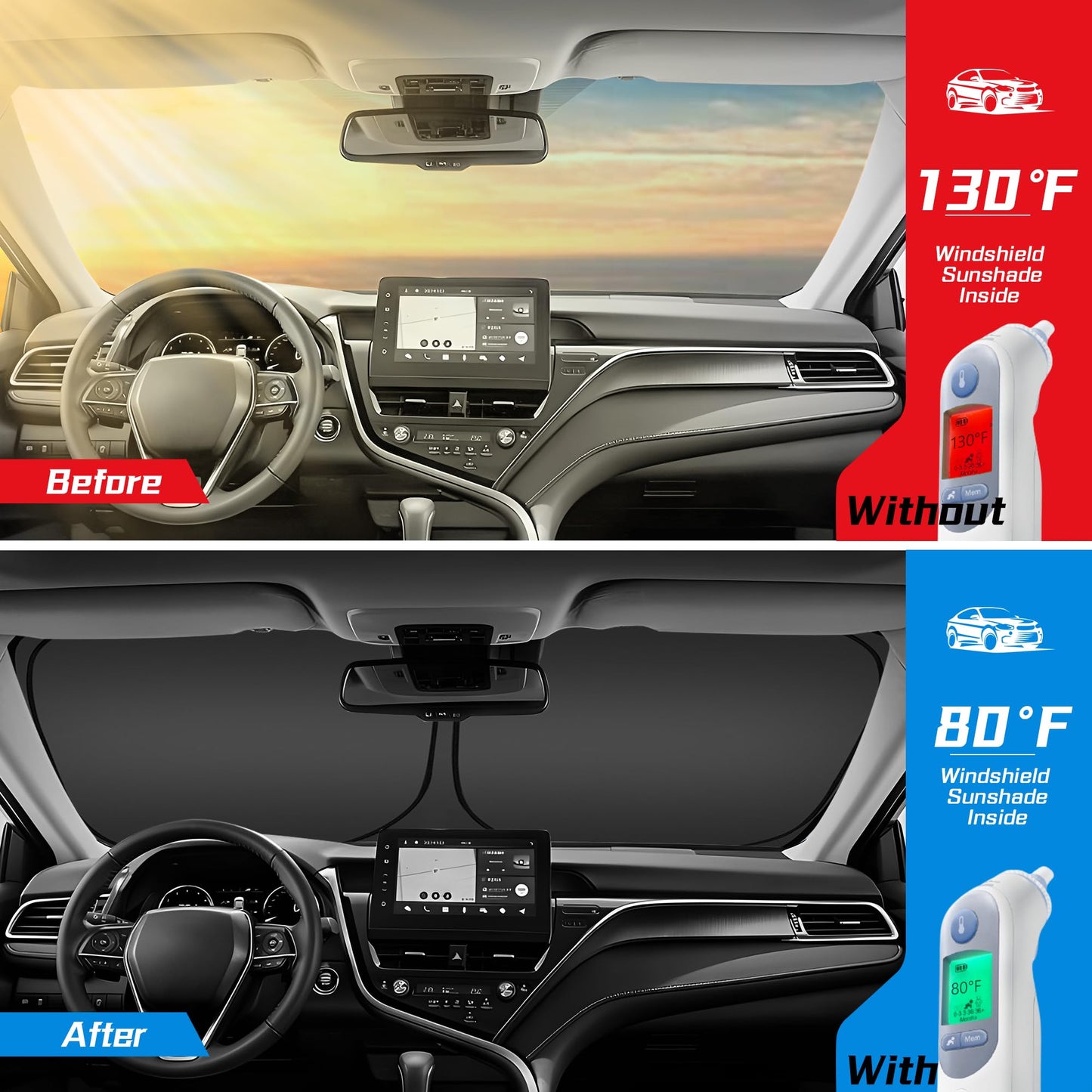 ARISMOTOR Windshield Sun Shade for Ford F-150 F150 2021-2025, Custom Fit Foldable Front Window Sunshade Sun Visor Protector, Block UV Rays Keep Your Car Cooler